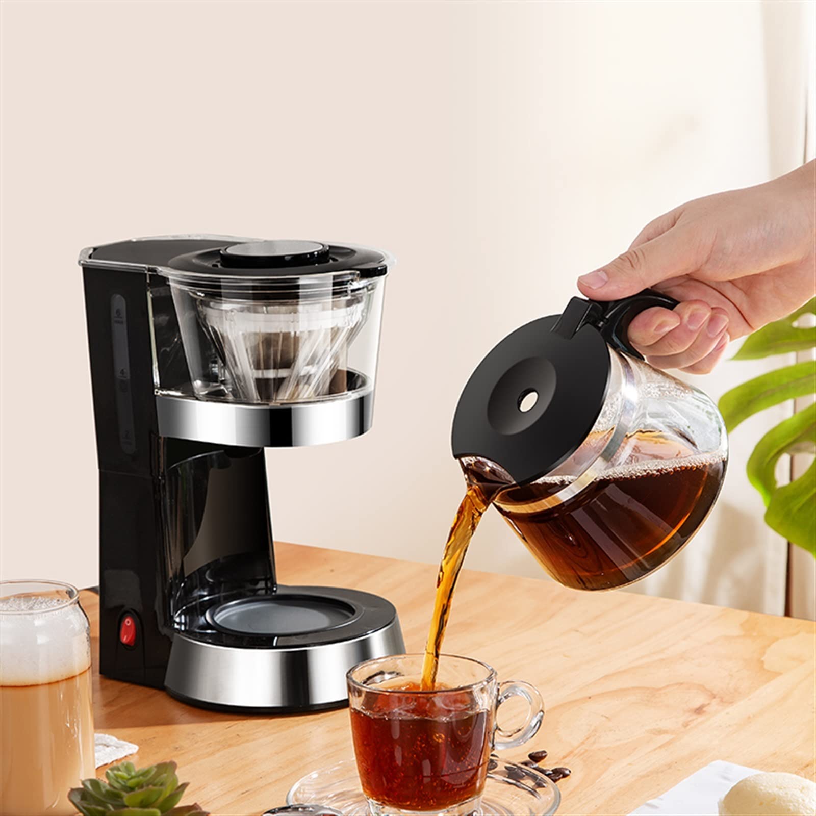 Amazon | コーヒーマシンカップドリップ間欠泉コーヒーメーカーマシン